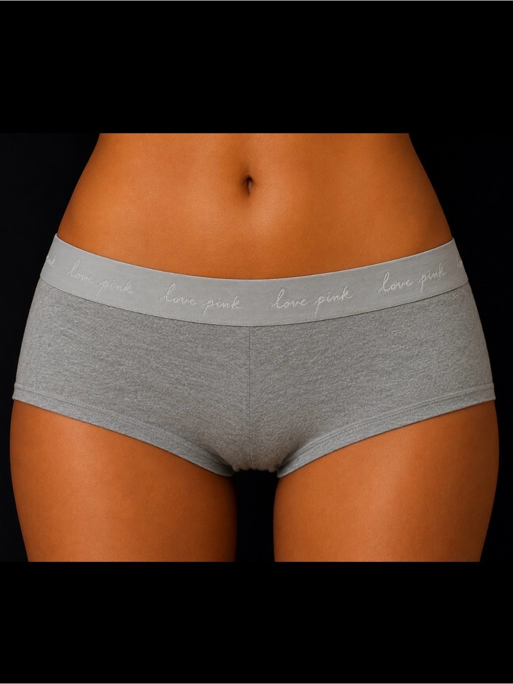 NWOT Victoria’s Secret PINK Gray Boyshort Panties | Love Pink Waistband XL